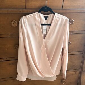 Ann Taylor Soft Pink Wrap Blouse